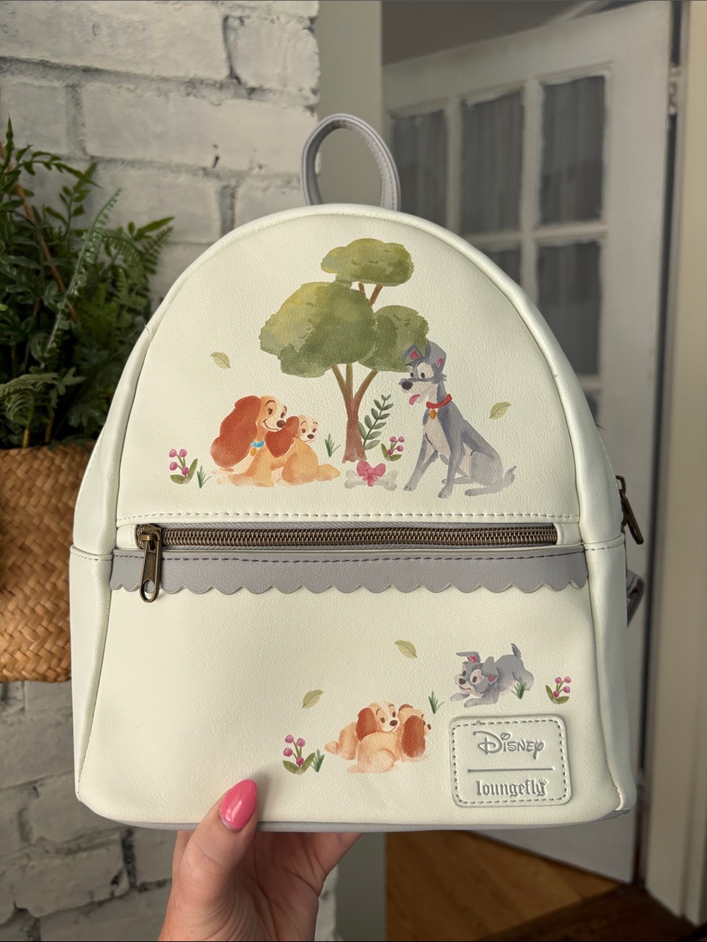 Disney Mini Backpack with Lady & Tramp Watercolor Art - Picture 2 of 6